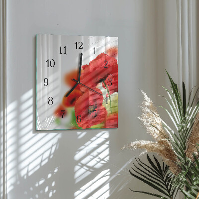 Quadrato orologio in vetro decorativo Papaveri