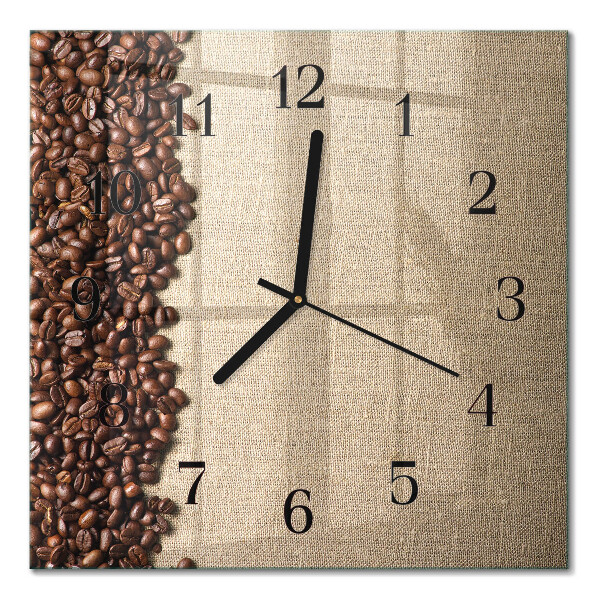 Orologio quadrato in vetro Chicchi di caffè