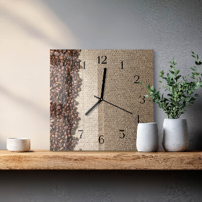 Orologio quadrato in vetro Chicchi di caffè