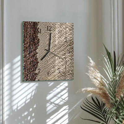 Orologio quadrato in vetro Chicchi di caffè