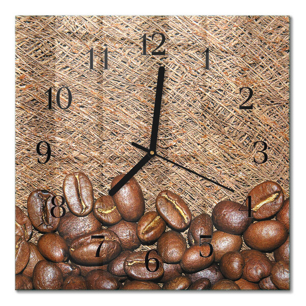 Orologio quadrato in vetro Chicchi di caffè