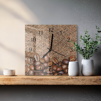 Orologio quadrato in vetro Chicchi di caffè