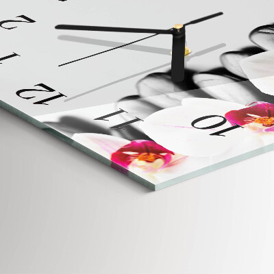Orologio quadrato Pietre e orchidee