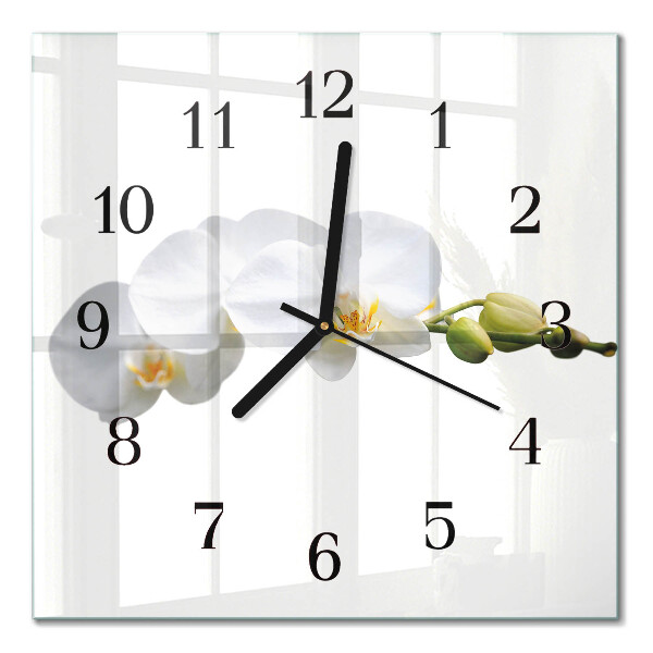Quadrato orologio in vetro decorativo Orchidea