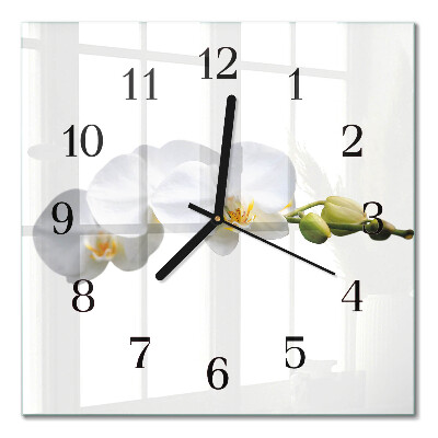 Quadrato orologio in vetro decorativo Orchidea