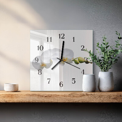 Quadrato orologio in vetro decorativo Orchidea