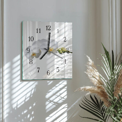 Quadrato orologio in vetro decorativo Orchidea