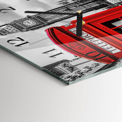 Orologio quadrato in vetro Cabina telefonica rossa