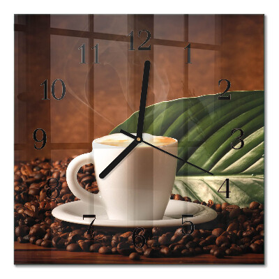 Quadrato orologio da parete Una tazza di caffè