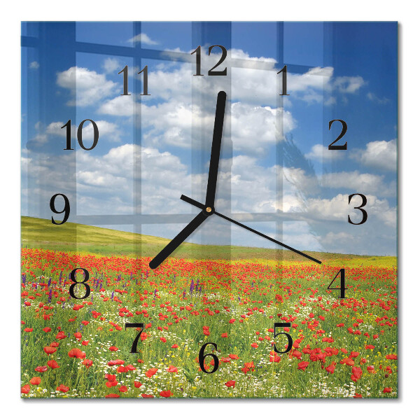 Quadrato orologio da parete Campo di papaveri