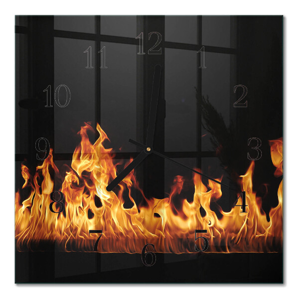 Quadrato orologio in vetro decorativo Fuoco