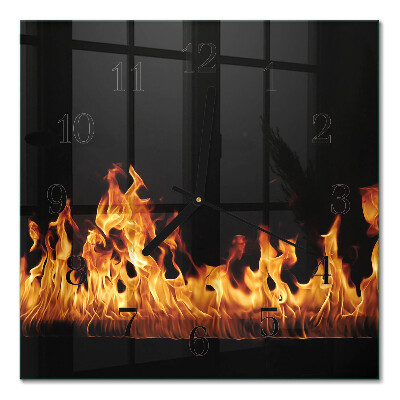 Quadrato orologio in vetro decorativo Fuoco