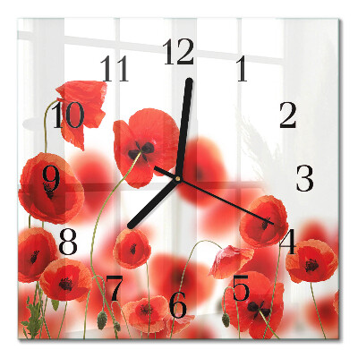 Quadrato orologio in vetro decorativo Papaveri