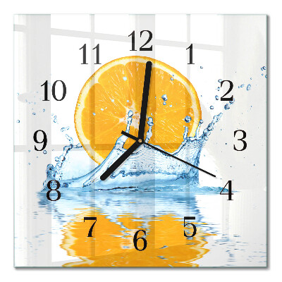 Quadrato orologio da parete Acqua arancione