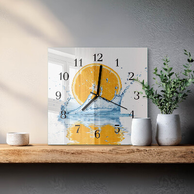 Quadrato orologio da parete Acqua arancione