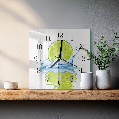 Quadrato orologio da parete Acqua con lime