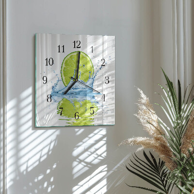 Quadrato orologio da parete Acqua con lime