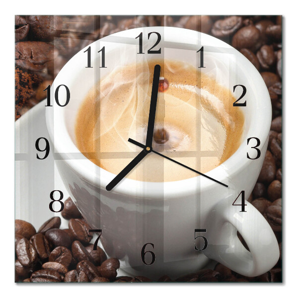 Orologio quadrato in vetro Una tazza di caffè