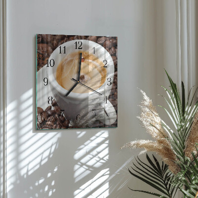 Orologio quadrato in vetro Una tazza di caffè