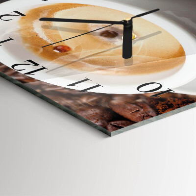 Orologio quadrato in vetro Una tazza di caffè