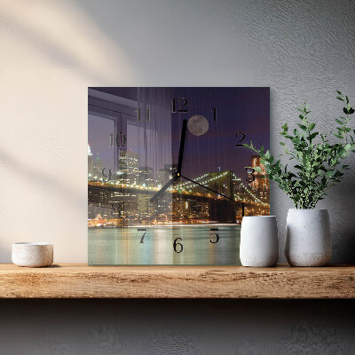 Quadrato orologio in vetro decorativo Ponte orizzontale