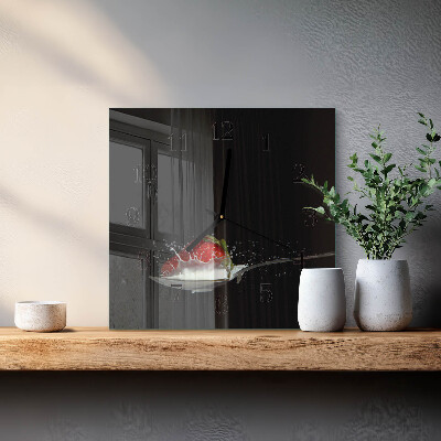 Orologio quadrato in vetro Fragola