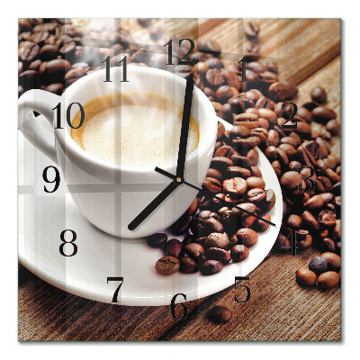 Orologio quadrato in vetro Una tazza di caffè