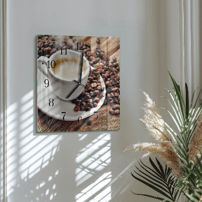 Orologio quadrato in vetro Una tazza di caffè