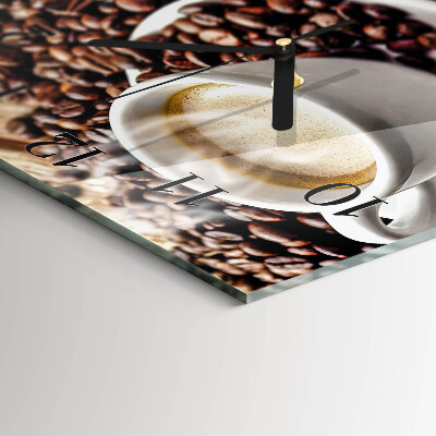Orologio quadrato in vetro Una tazza di caffè