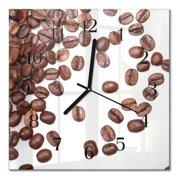 Quadrato orologio in vetro decorativo Chicchi di caffè