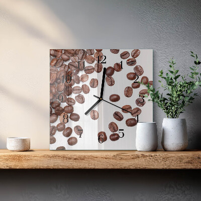 Quadrato orologio in vetro decorativo Chicchi di caffè
