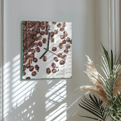 Quadrato orologio in vetro decorativo Chicchi di caffè
