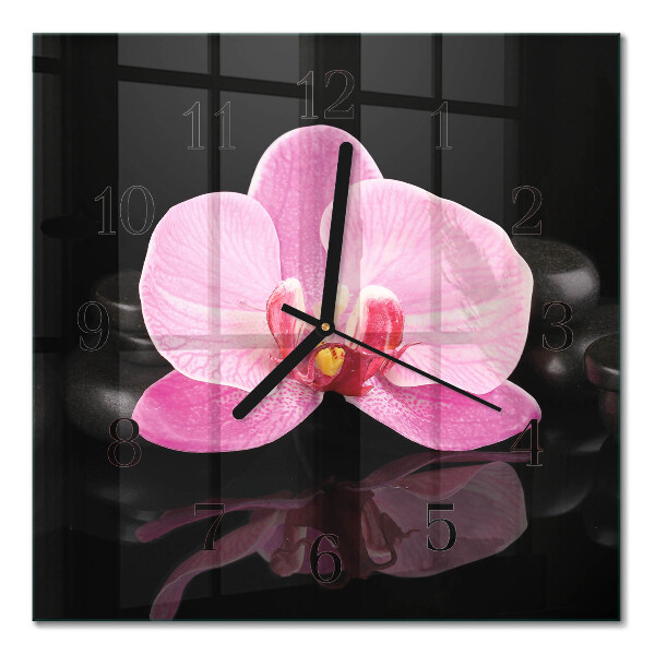 Orologio quadrato in vetro Orchidea
