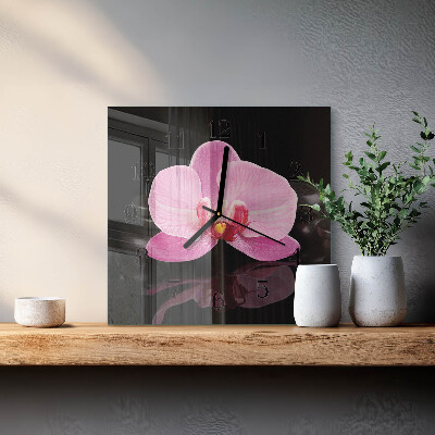 Orologio quadrato in vetro Orchidea