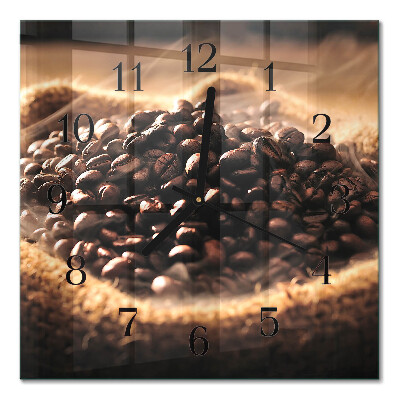 Orologio quadrato in vetro Chicchi di caffè