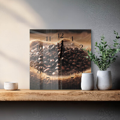 Orologio quadrato in vetro Chicchi di caffè