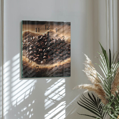 Orologio quadrato in vetro Chicchi di caffè