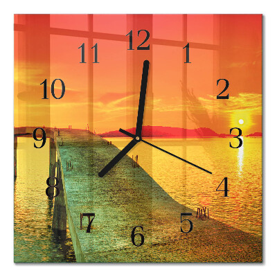 Quadrato orologio in vetro decorativo Ponte
