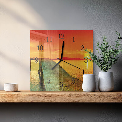 Quadrato orologio in vetro decorativo Ponte