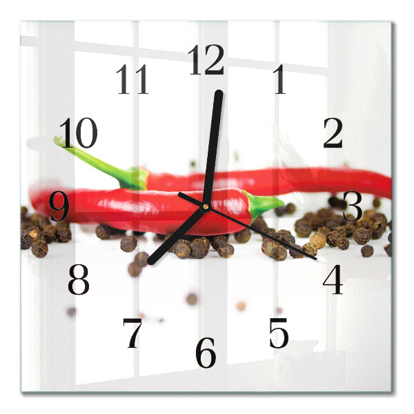Quadrato orologio in vetro decorativo Grani di pepe