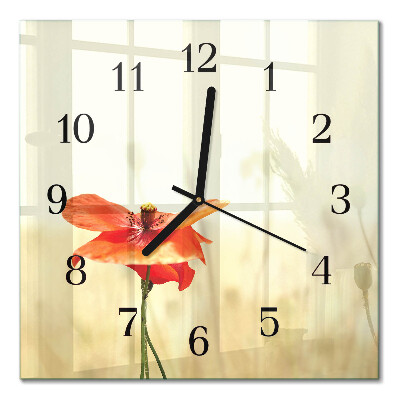 Orologio quadrato in vetro Papavero