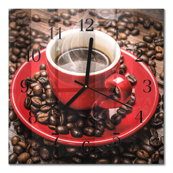 Quadrato orologio da parete Una tazza di caffè