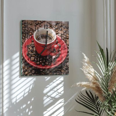 Quadrato orologio da parete Una tazza di caffè