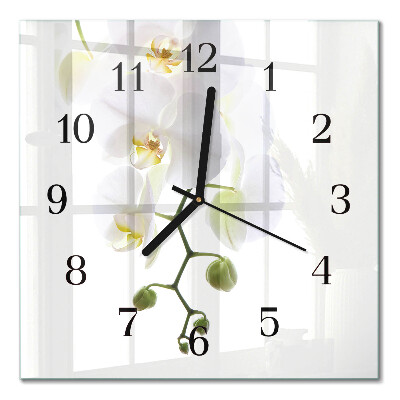 Quadrato orologio in vetro decorativo Orchidea