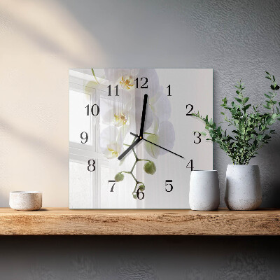 Quadrato orologio in vetro decorativo Orchidea