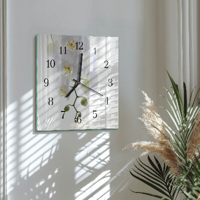 Quadrato orologio in vetro decorativo Orchidea