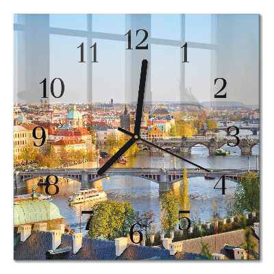 Quadrato orologio in vetro decorativo Praga