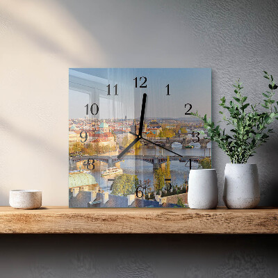 Quadrato orologio in vetro decorativo Praga