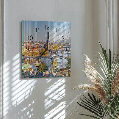 Quadrato orologio in vetro decorativo Praga