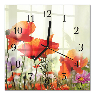 Orologio quadrato in vetro Papaveri
